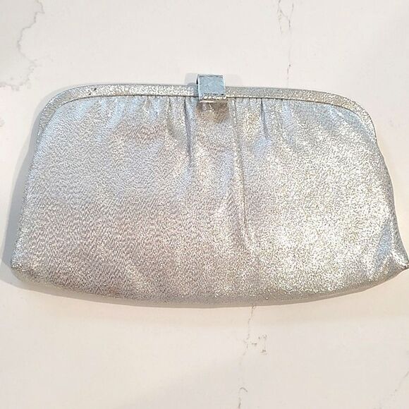 Vintage After Five Special Occasion Clutch/Handbag in Metallic Silver - Picture 1 of 10